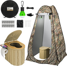Portable Camping Toilet with Privacy Tent  LED Light, 400 Lbs Capacity