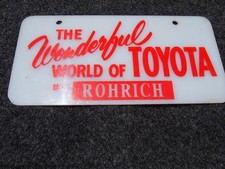 Vintage Rohrich Toyota Dealership Booster License Plate Hard Plastic PITTSBURGH