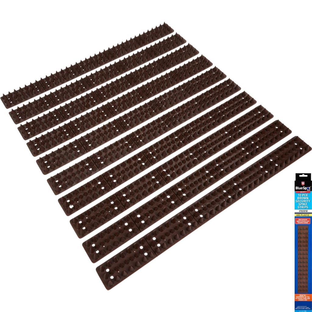 Bluespot 10pc Brown Security Spike Strips Plastic Weatherproof Fence Wall Window