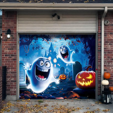 Halloween Garage Door Cover Decor, 7X8Ft Outdoor Party Backdrop