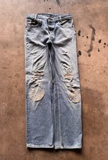 Vtg 80s 1 of 1 Levi's 501 Jeans Made in USA Ripped and repaired spiral knee