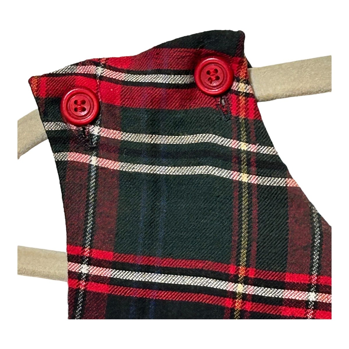 Handmade Women's Flannel Jumper Dress L Red Green Plaid Holiday