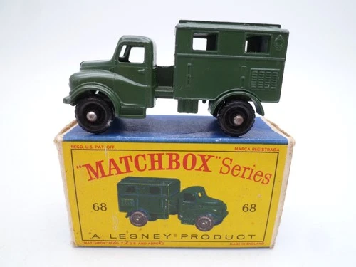 VINTAGE MATCHBOX LESNEY No.68a AUSTIN ARMY RADIO TRUCK IN ORIGINAL BOX 1959