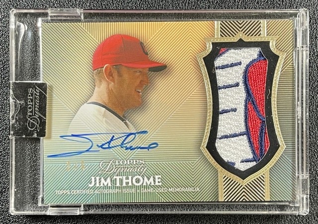 JIM THOME 2017 TOPPS DYNASTY #AP-JT1 GAME-USED LOGO PATCH AUTO GOLD 2/5 INDIANS
