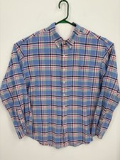 Ralph Lauren Vintage Men's Classic Fit Blue Plaid L/S Button Down Shirt, XXL