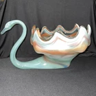 Vintage Blown Glass Mid Century Murano Style Swirl Glass Swan Centerpiece Bowl