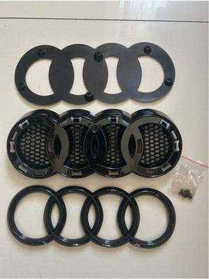 Bracket Badge Holder Fitted Audi Honeycomb Grille with FREE Emblem Rings Logo