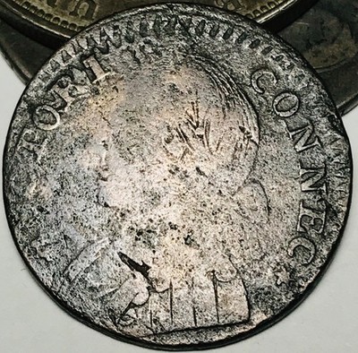 1788 Connecticut Cent Mailed Bust Left Copper Colonial Coin CC29000