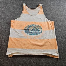 Vintage Quiksilver Tank Top 80s Striped Made In USA Surf Punk Size Large