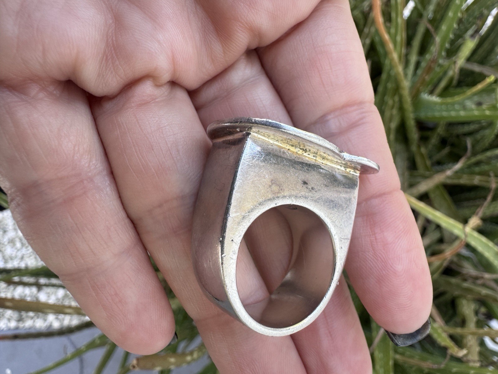 Solid Sterling Silver Round Abstract Ring - image 6