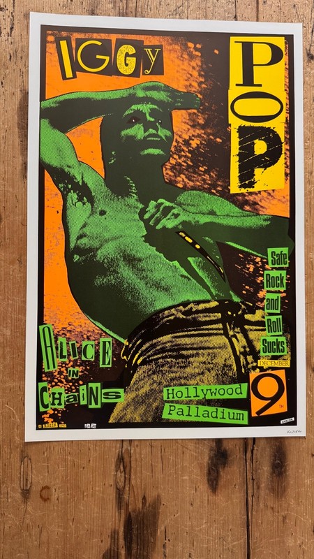 Iggy Pop & Alice In Chains Original Poster Hollywood Palladium 12/9/90 Signed
