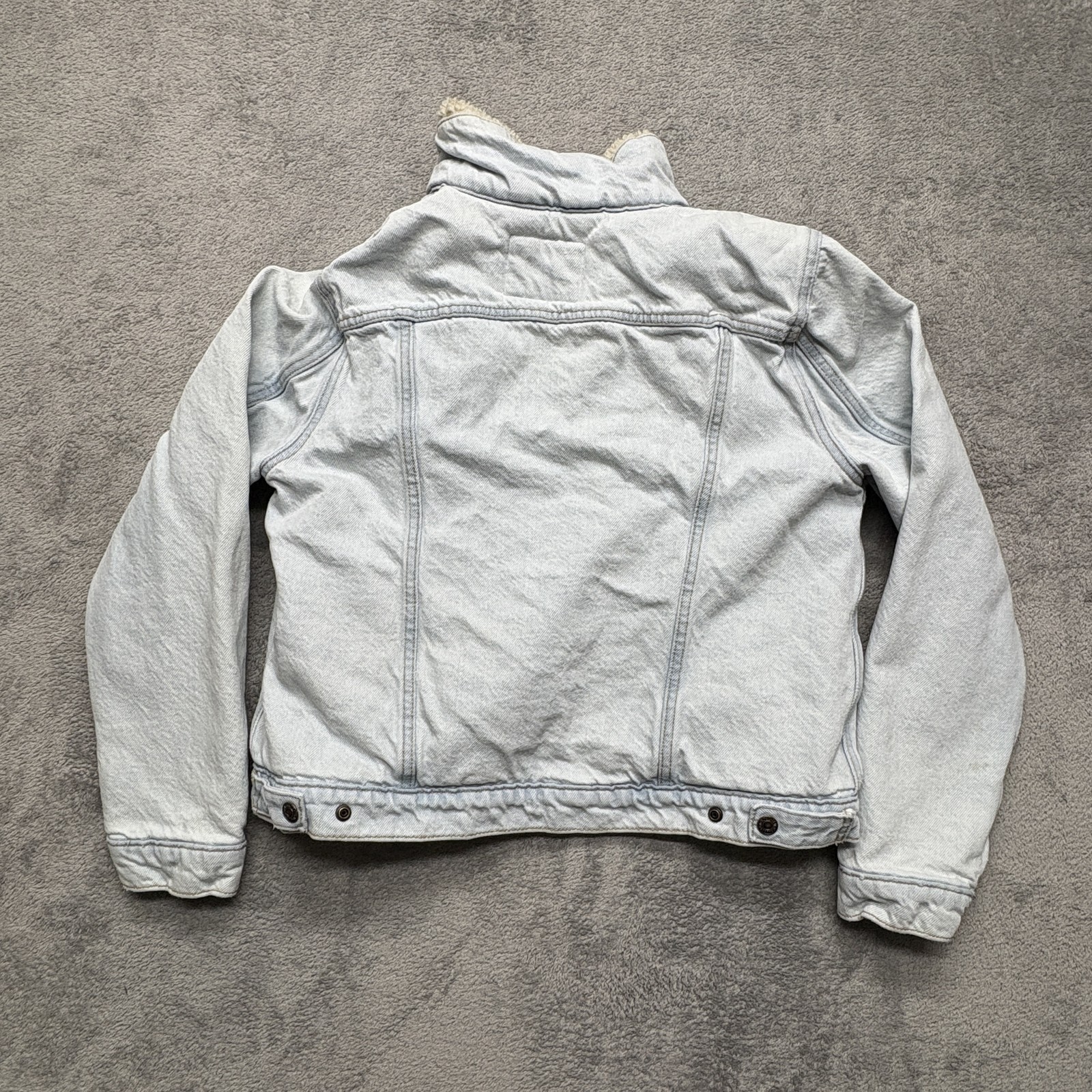 Levi Jacket Womens Large Light Wash Sherpa Lined Denim Trucker Coat Blue thumbnail 2