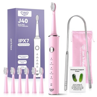 Sonic Electric Toothbrush for Adults: 6 Brush Heads, Travel Bag, Tongue Scrap...