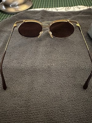 Cazal MOD 263 Gold Metal Round Sunglasses Brown Tinted Lenses for Women