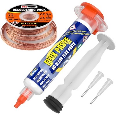 Elektronik Lötset mit Flussmittel und Entlötdocht 10cc Spritze 3M/10ft 2.5mm