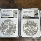 1986(S) + 1987(S) $1 Silver Eagle NGC MS69 Set - SF Mint Struck -2oz Fine Silver