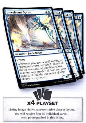 Unwelcome Sprite X4 [Lorwyn Eclipsed] Magic - MTG ECL 0081 NM  