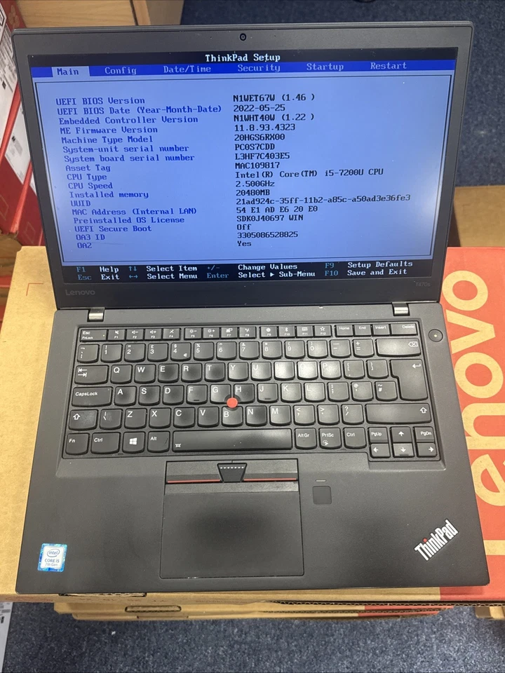 Lenovo ThinkPad T470s · i5-7200U · 20GB · 256GB, photo 1 of 3