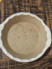 Pampered Chef Family Heritage Stoneware 9" White Pie Plate Scalloped  Holiday