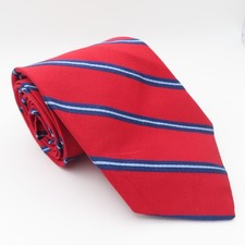 Brooks Brothers Tie Silk Red Blue White Striped 3.5" Wide 58" Long Makers
