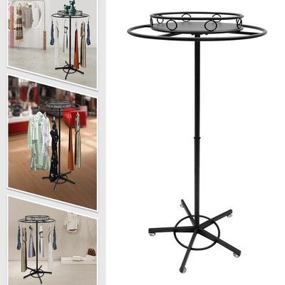 Black 360° Rotating Round Garment Rack Adjustable Height 1.03 1.53m