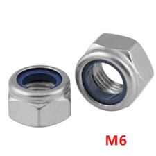 10PCS M6 304 Stainless Hex Locknut Nut Locknuts With Nylon Insert