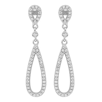 Boucles D'Oreilles Femme En Argent Sterling 925 Plaqué Rhodium Avec Zirconium Cubique Rouge