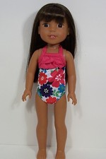 DK PINK Floral Swimsuit Doll Clothes For Wellie Wisher Wishers 14" Debs 