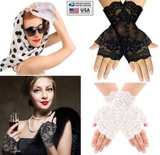 Women Fingerless Lace Gloves Elegant Lace Gloves Halloween Costume Accessories