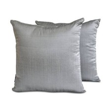 Art Silk Plain, Solid Set of 2, 16"x16" Throw Pillow Cover - Silver Gray Luxury