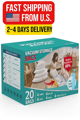 【在庫セール】20 Pack Vacuum Storage Bags, Spac Home-Complete 20-Piece-Set of Vacuum Sealer Bags with Pump