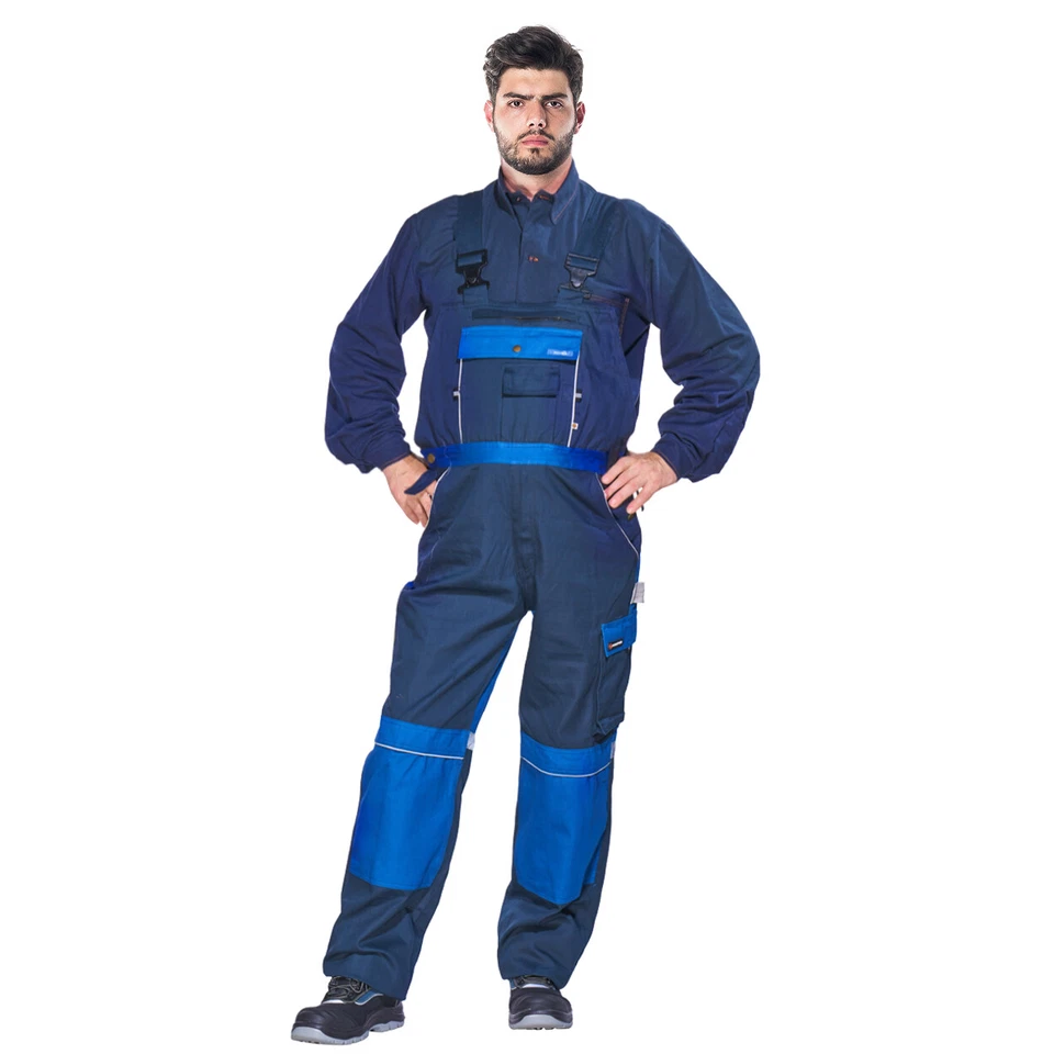 MAREL Latzhose Cargo Arbeitshose Schutzhose Kniepolstertaschen Baumwolle (ALVIN-LATZ)