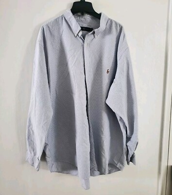 Ralph Lauren Polo Tall 4XLT Striped Oxford Sport Shirt Blue/White $138 