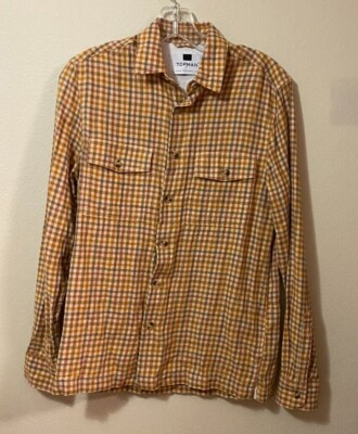 TOPMAN MENS SIZE XXS PLAID BUTTON DOWN SHIRT NEW WITHOUT TAGS