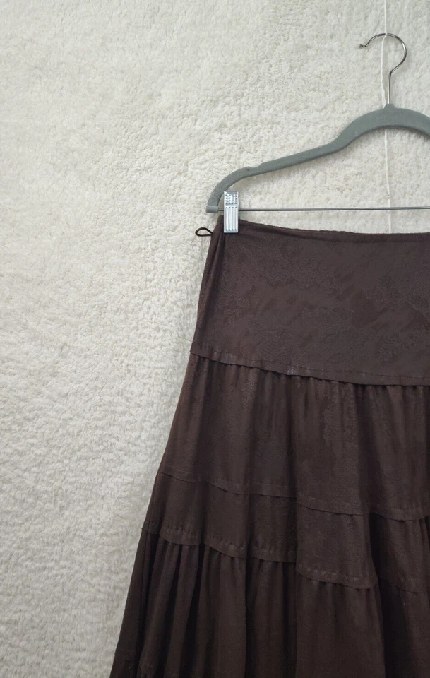 Com Elle женская юбка 2 коричневый напечатано 100% полиэстер оборки обычный крой Midi - Изображение 2 из 4