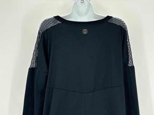 Balance Collection Black Sheer Shoulder Long Sleeve Shirt Women's Size Large - Picture 10 of 13