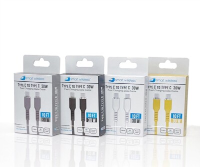 10ft 30W Super Fast Charging PD Silicone Cable-C to C-14PC Display Refill Pk