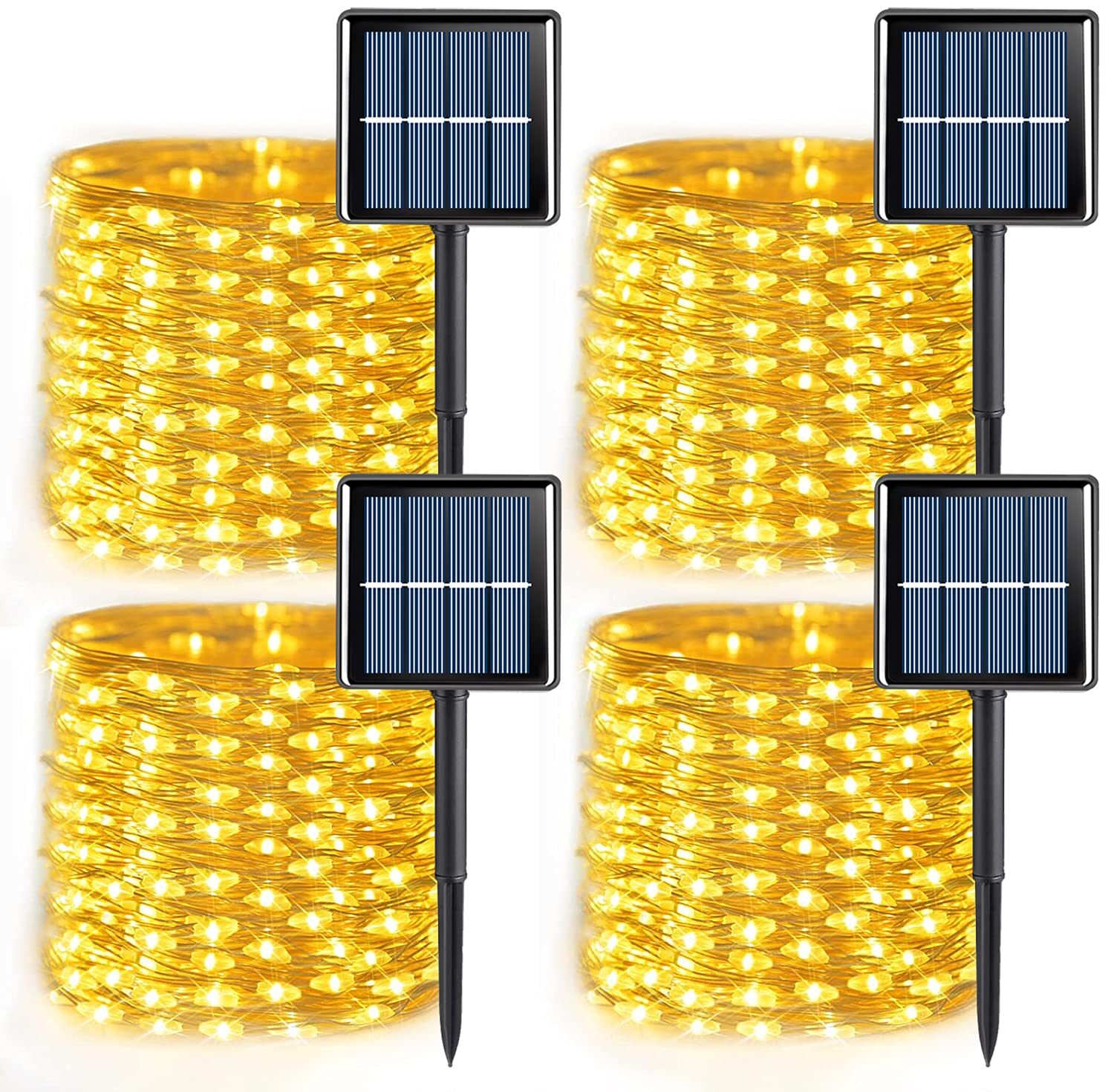 4 Pack Solar Fairy Lights Warm White, Each 33ft 100 LED Outdoor Solar Christm...