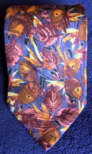 Ermenegildo Zegna Vntg. Leaves/Acorns Pattern 100 Silk w/ Plums, Browns, Golds