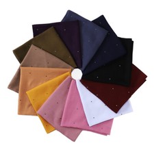 Women Cotton Hijab Square Scarf Muslim Headscarves Wrap Glitter Shawl Rhinestone