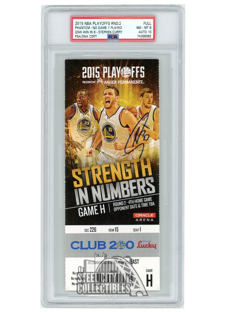 Stephen Curry Autographed 2015 Playoffs Round 2 Game H Ticket PSA 8 PSA/DNA 10