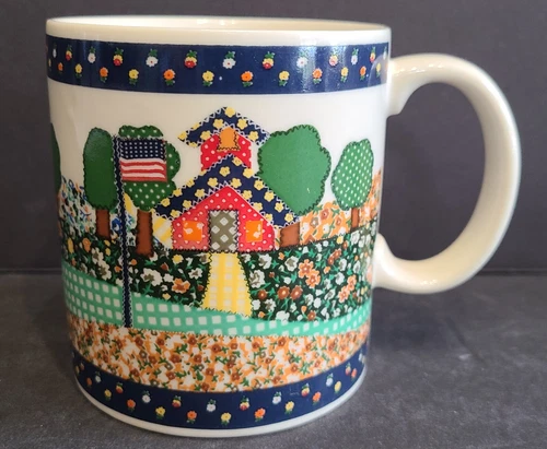 OTAGIRI Vintage Farmhouse Patchwork Coffee Tea Mug Cup