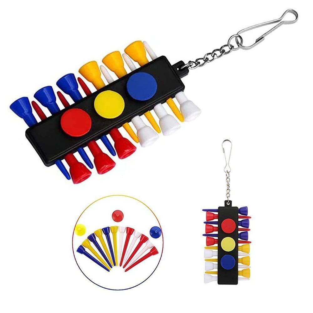 Golf Tee Holder Carrier With 12 Golf Tees 3 Plastic Ball Markers with