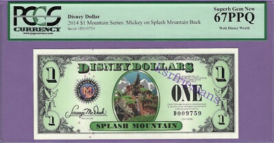 2014 D $1 SPLASH MOUNTAIN WALT DISNEY WORLD DISNEY DOLLAR D009759 67PPQ
