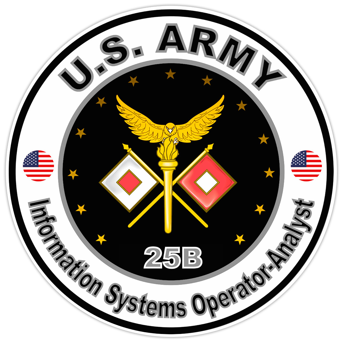 US Army Information Systems Operator-Analyst Sticker Military Soldier Decal 5"