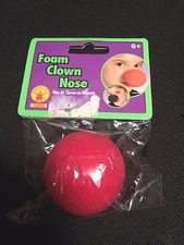 New in Package Clown Red Foam Nose Halloween Dress Up Pictures Parties One Size