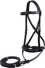 WESTERN LEATHER BITLESS SIDEPULL BRIDLE WITH REINS