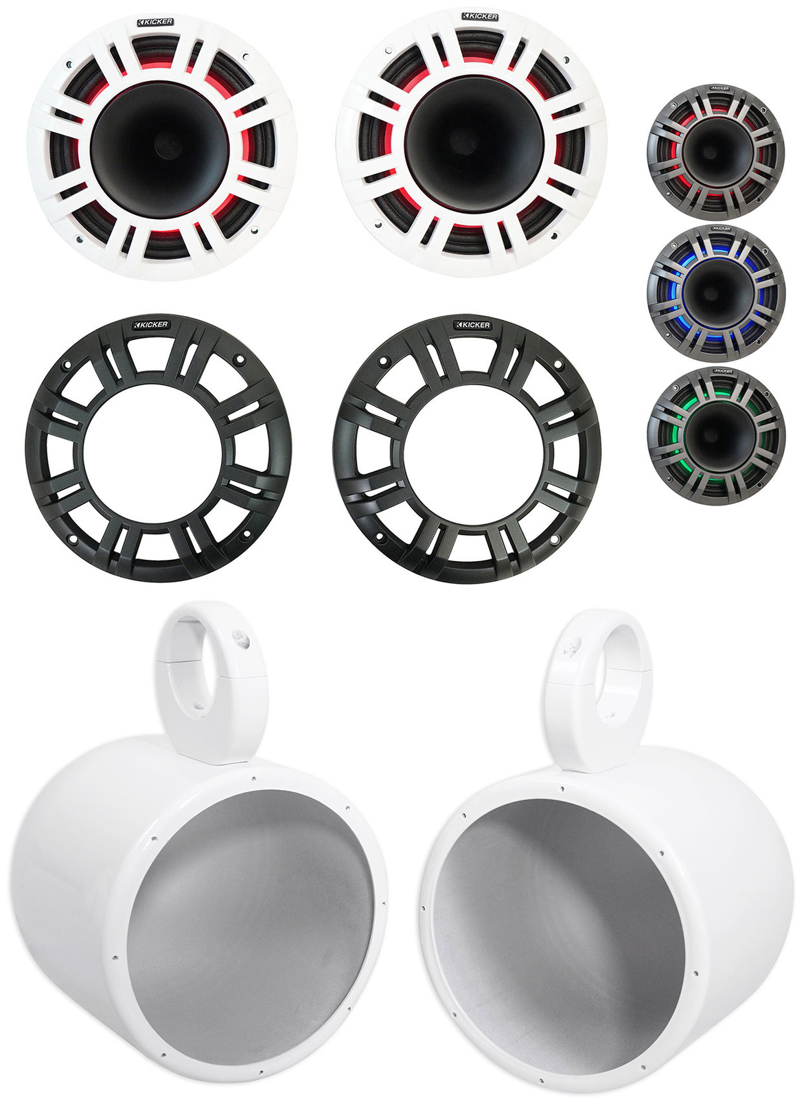 Пара динамиков KICKER 48KMXL84 8 500 Вт Морские белые колонки для вейкборда со светодиодной подсветкой KMXL8 13939000₽