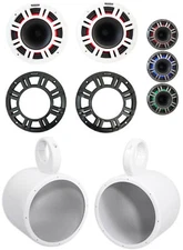 Pair KICKER 48KMXL84 8" 500w Marine White Wakeboard Tower Speakers w/LED KMXL8