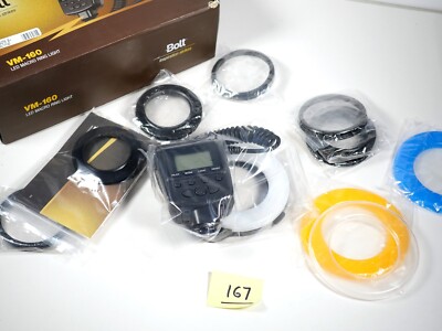 Bolt VM-160 LED Macro Ring Light With Adapter Rings Diffusers